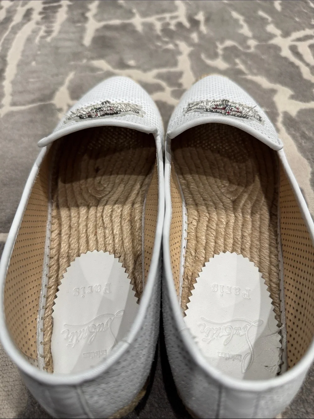 Christian Louboutin White Perforated women’s Slip-On Espadrilles